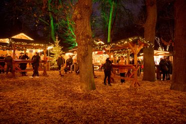 Das urige "Wäldchen" beim Weihnachtsmarkt in Bad Oeynhausen.