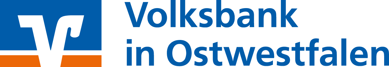 Logo von der Volksbank in Ostwestfalen in blau. 