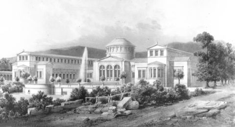 Badehaus I in Bad Oeynhausen, 1857 eröffnetes monumentales Wannenbadehaus.