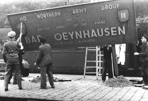 Beschilderung des Hauptquartiers der British Army of the Rhine in Bad Oeynhausen (1945–1954).