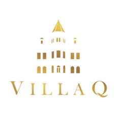 Logo der Villa Q Bad Oeynhausen – stilisierte goldene Villa 